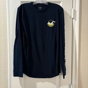 Hollister California Mens Long Sleeve Graphic T-Shirt Tee Top Navy